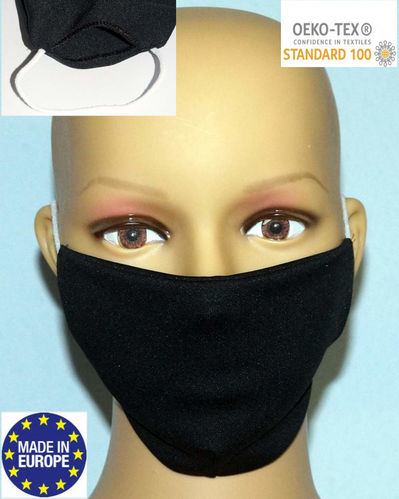 Mundmaske schwarz mit Filter-tasche